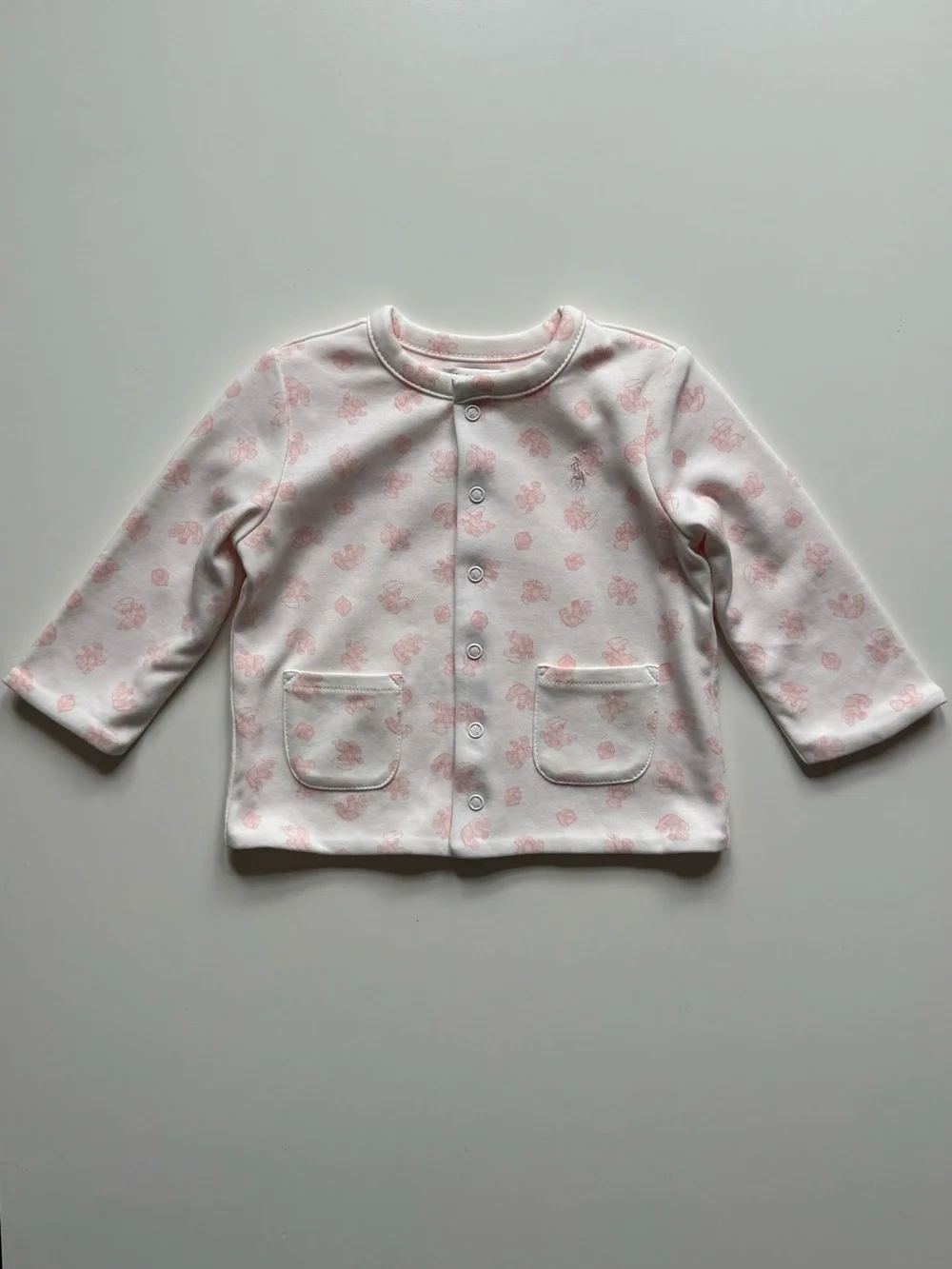 Ralph Lauren Baby Girl Pink Reversible Organic Cotton Jacket - Size 6-9M
